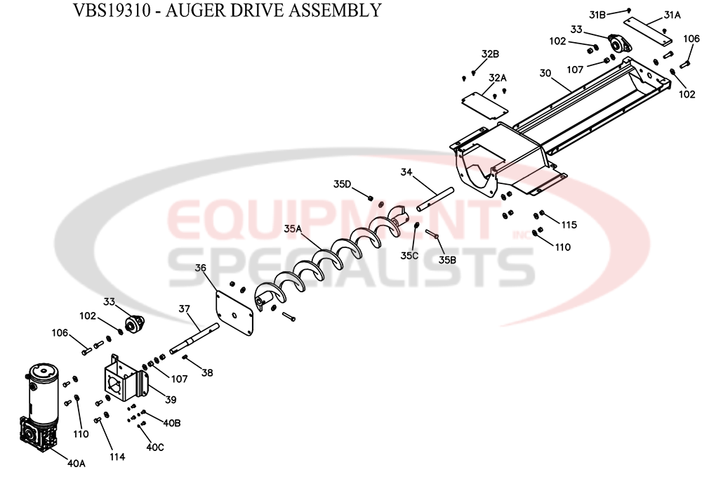 Boss VBX 3000 Auger Drive Assembly Diagram Breakdown Diagram
