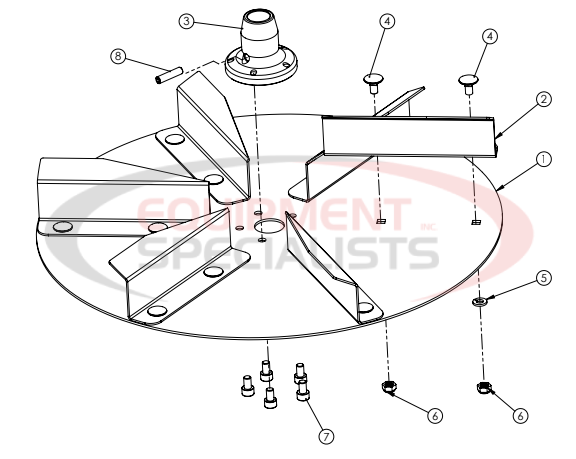 Hilltip Spinner Assembly 1200-1500AM Spreader Diagram Breakdown Diagram