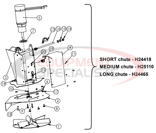 Hilltip Chute Assembly IceStriker 380 Diagram Breakdown Diagram
