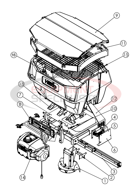 Hilltip Spreader Assembly 800-1100 Poly Electric Tractor Spreader Diagram Breakdown Diagram