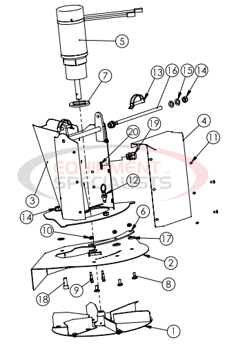 Hilltip Chute Assembly 800-1100 Poly Electric Tractor Spreader Diagram Breakdown Diagram