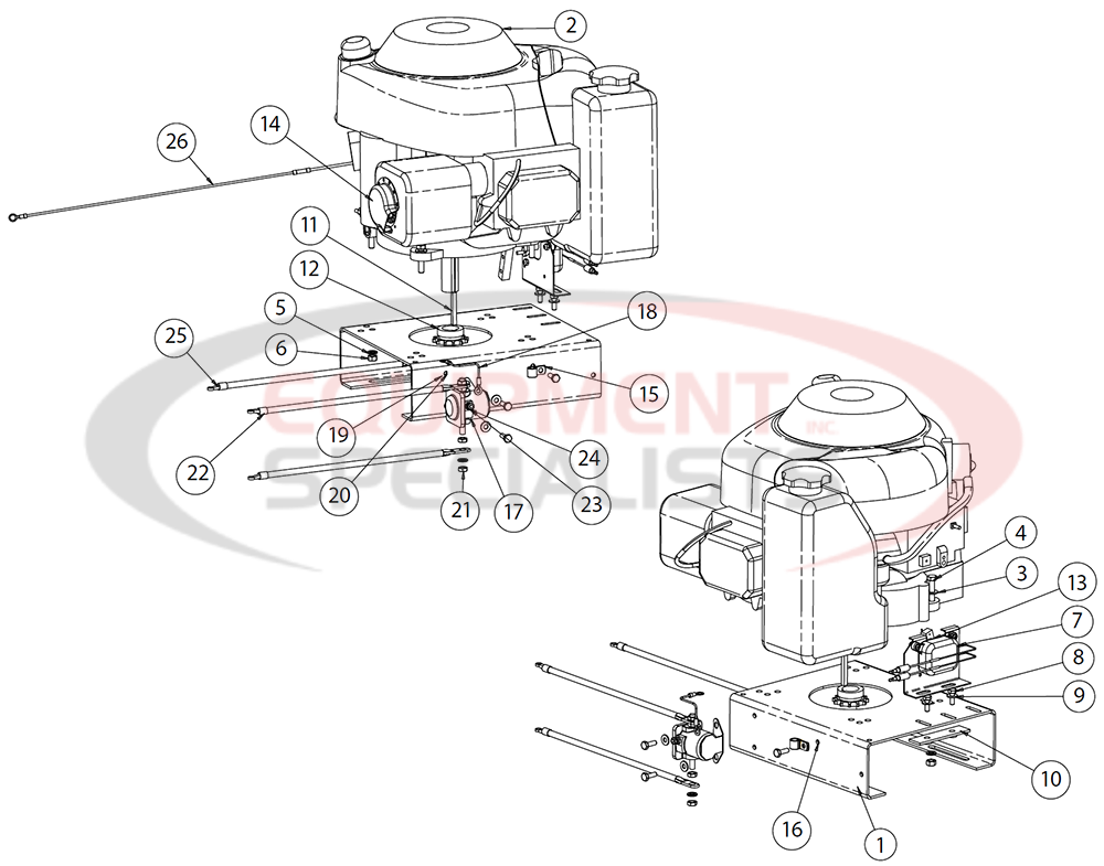 Buyers SaltDogg Medium Size Self Contained Hopper Spreaders Gasoline Engine Assembly Diagram Breakdown Diagram
