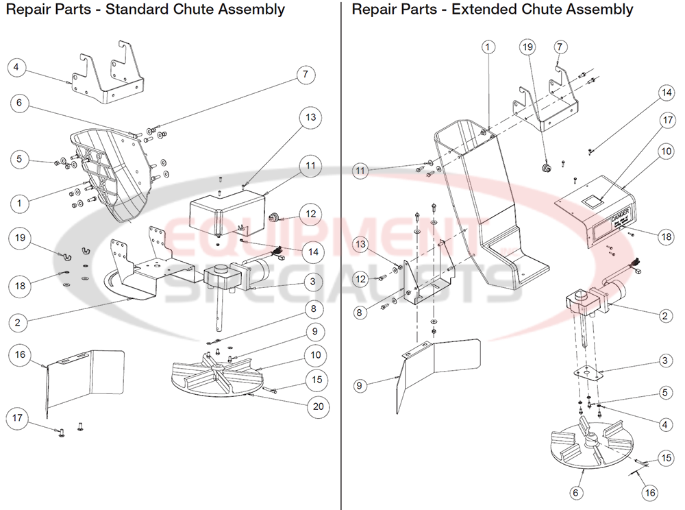 SHPE Chute Assemblies Diagram Breakdown Diagram
