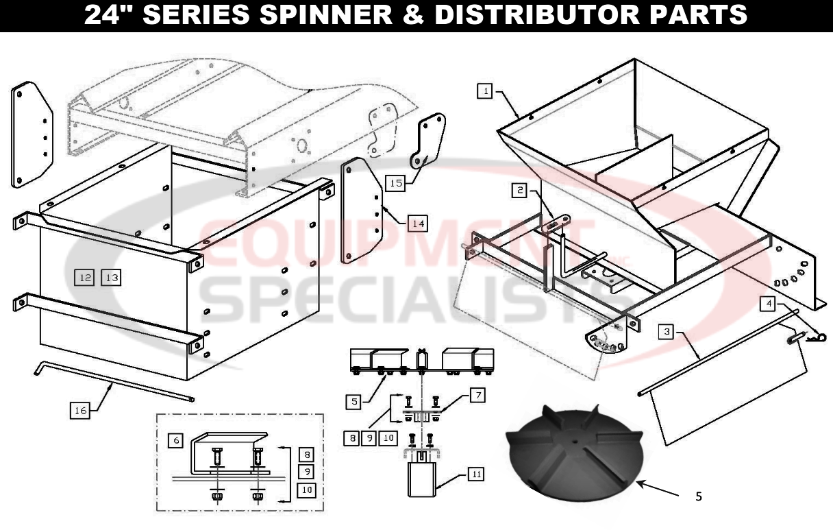 Downeaster 24" Series Spinner & Distributor Parts Diagram Breakdown Diagram