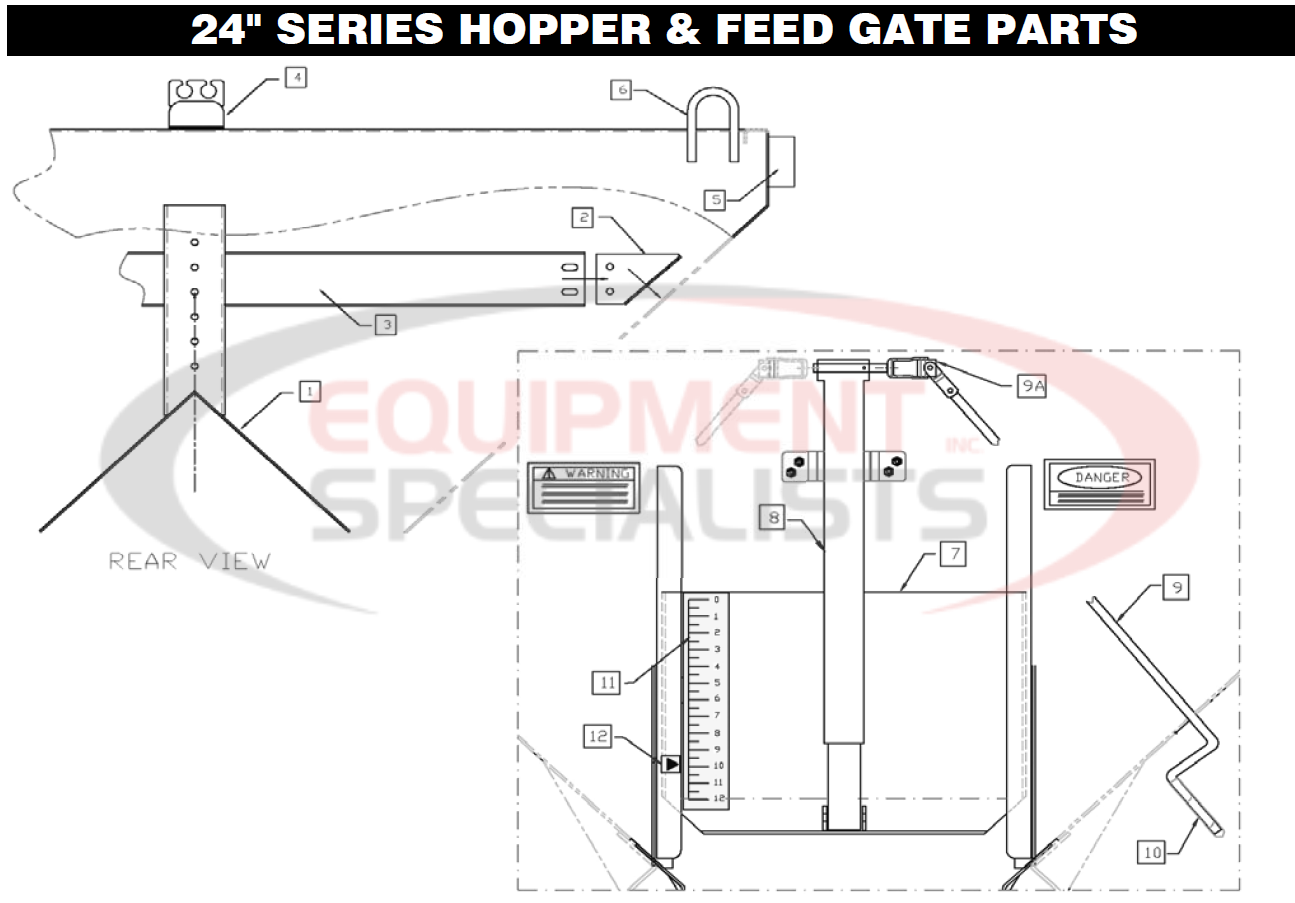 Downeaster 24" Series Hopper & Feed Gate Parts Diagram Breakdown Diagram