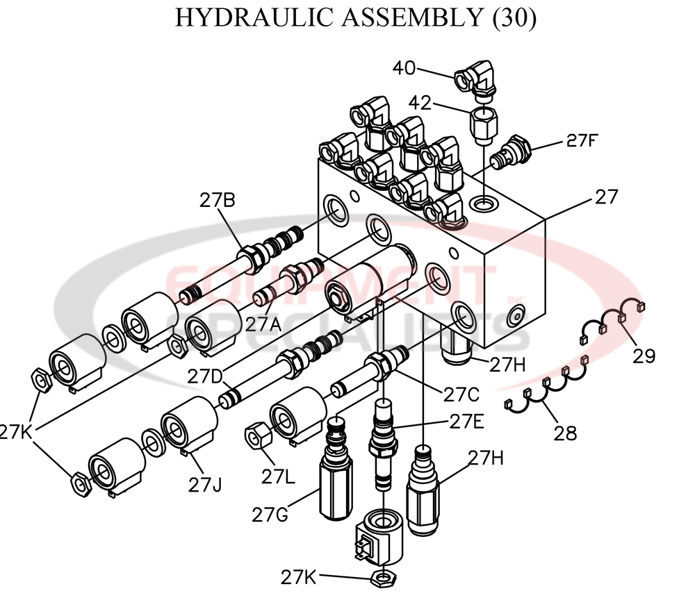 Boss EXT Hydraulic Valve Body Assembly Breakdown Diagram