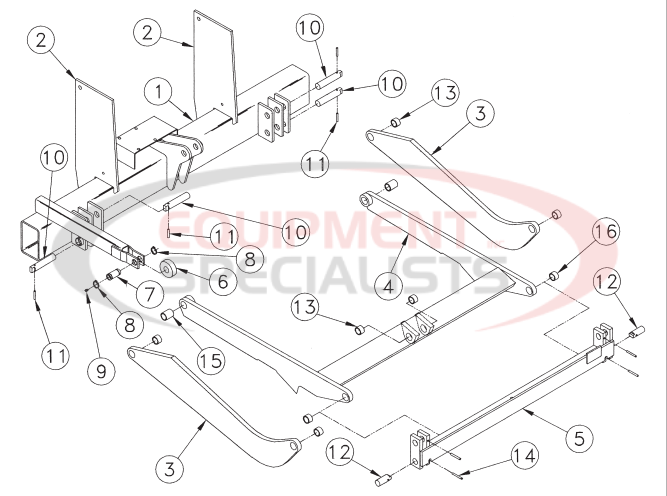 Thieman Stowaway M Trunnion, Lift Arm, Idler Arms M16/20 Diagram Breakdown Diagram