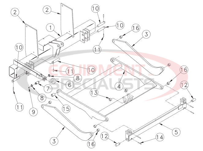 Thieman Stowaway Trunnion, Lift Arm, and Idler Arms M25 and M30 Diagram Breakdown Diagram