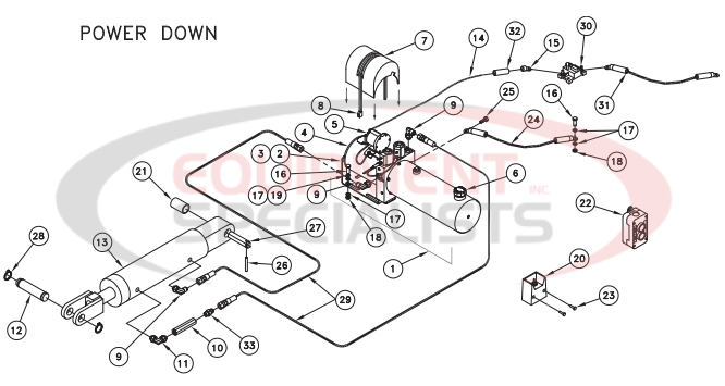 Thieman Stowaway M16/20/25/30 Pump Assembly Power Down Diagram Breakdown Diagram