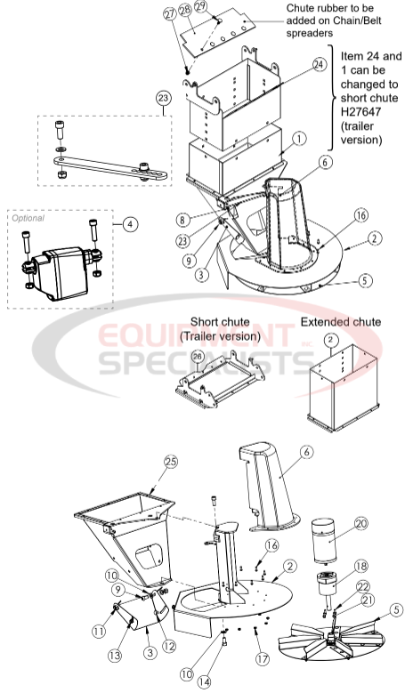 Hilltip Chute Assembly 2000-6000 CM Diagram Breakdown Diagram