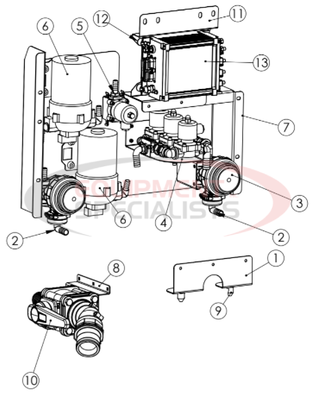 Hilltip Parts for Pre-Wet, Hose Reel, and Spray Bar Config 2000-6000 AM/CM Diagram Breakdown Diagram