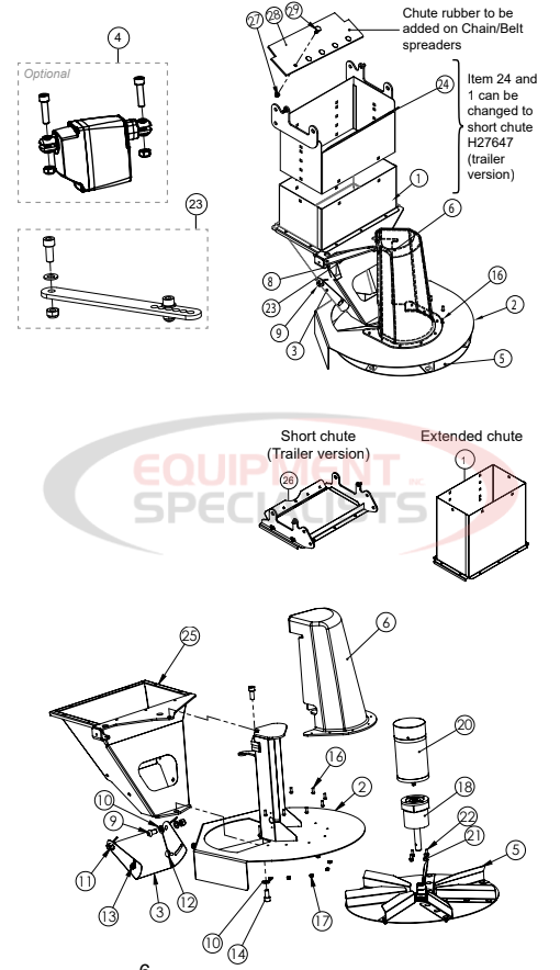 Hilltip Chute Assembly 2100-3400 Poly Electric Spreader Diagram Breakdown Diagram