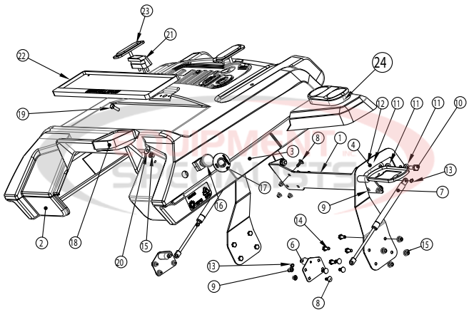 Hilltip Back Cover Assembly 2100-3400 Poly Electric Spreader Diagram Breakdown Diagram