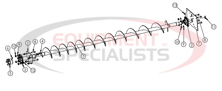 Hilltip Auger Screw Pre-Assembly 2100-3400 Poly Electric Spreader Diagram Breakdown Diagram