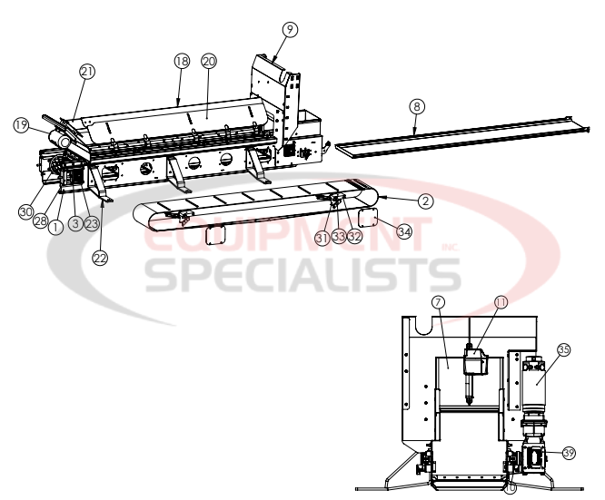 Hilltip Conveyor Bottom Pre-Assembly 2100-3400 Poly Electric Spreader Diagram Breakdown Diagram