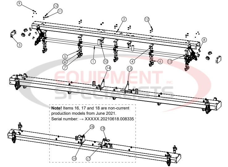 Hilltip Spraybar for 2100-3400 Poly Electric Spreader Diagram Breakdown Diagram