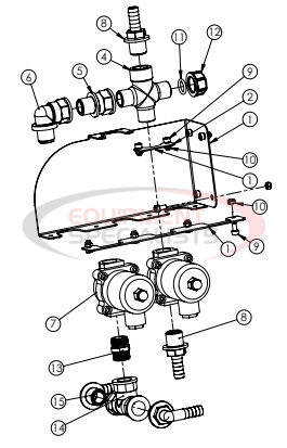 Hilltip 2-Port Selector Valve Pre-Assembly 2100-3400 Poly Electric Spreader Diagram Breakdown Diagram