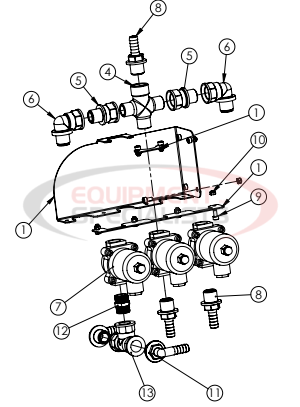 Hilltip 3-Port Selector Valve Pre-Assembly 2100-3400 Poly Electric Spreader Diagram Breakdown Diagram