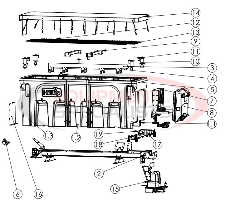 Hilltip Spreader Assembly 1200-1500AM Diagram Breakdown Diagram