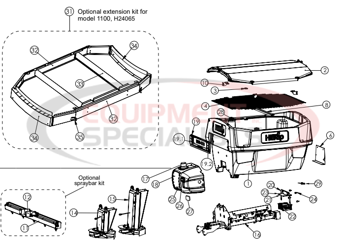 Hilltip Spreader Assembly 800-1450 Poly Electric Spreader Diagram Breakdown Diagram