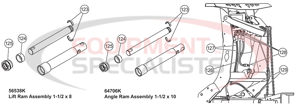 Western Ultramount 2 Pro Plow Rams and Hoses Diagram Breakdown Diagram