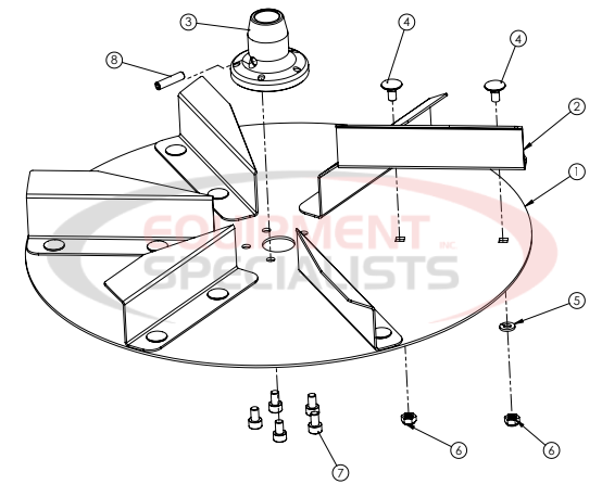 Hilltip Spinner Assembly 1000-3300 SSA/SSC Spreader Diagram Breakdown Diagram