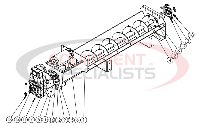 Hilltip Auger Bottom 1000/1400 SSA Spreader Diagram Breakdown Diagram