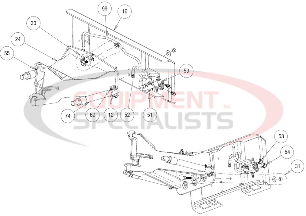 Buyers SnowDogg SKTE Snow Plow Frame Diagram Breakdown Diagram