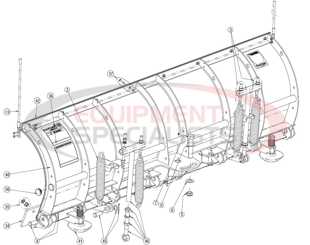 Buyers SnowDogg SKTE Snow Plow Moldboard Diagram Breakdown Diagram