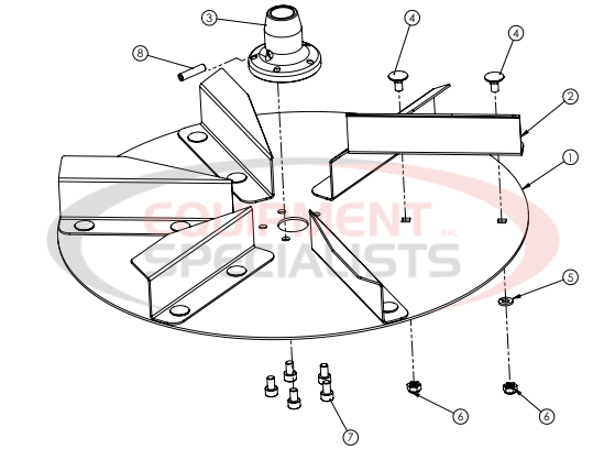 Hilltip Spinner Assembly 800-1100 Poly Electric Tractor Spreader Diagram Breakdown Diagram