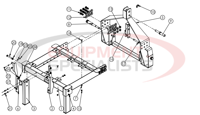 Hilltip Frame Assembly 800-1100 Poly Electric Tractor Spreader Diagram Breakdown Diagram