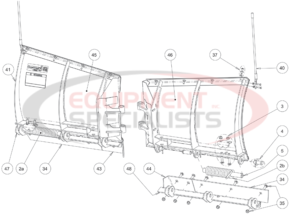 Buyers SnowDogg VUT Snow Plow Moldboard Diagram Breakdown Diagram