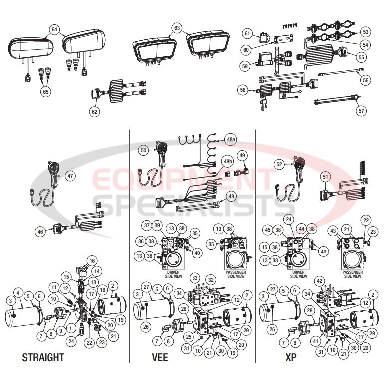 Buyers HDII EXII TEII VXFII XPII Series Hydraulic and Electrical Diagram Breakdown Diagram