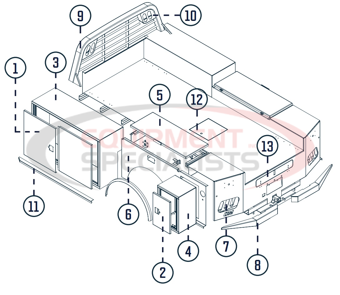 CM Truck Beds TM Deluxe Body Parts Diagram Breakdown Diagram