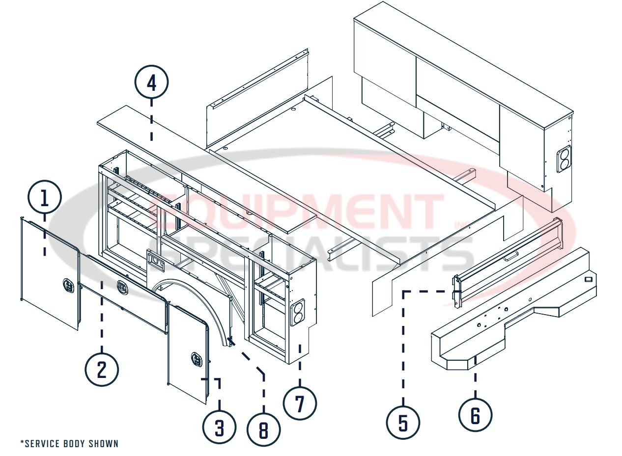 CM Truck Beds SB/CB Service Body Diagram Breakdown Diagram