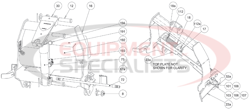 Buyers SnowDogg VUT Snow Plow Liftframe and Linkage Breakdown Diagram