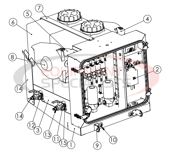 Hilltip Spraystriker Tank and Cabinet Preassembled Diagram Breakdown Diagram