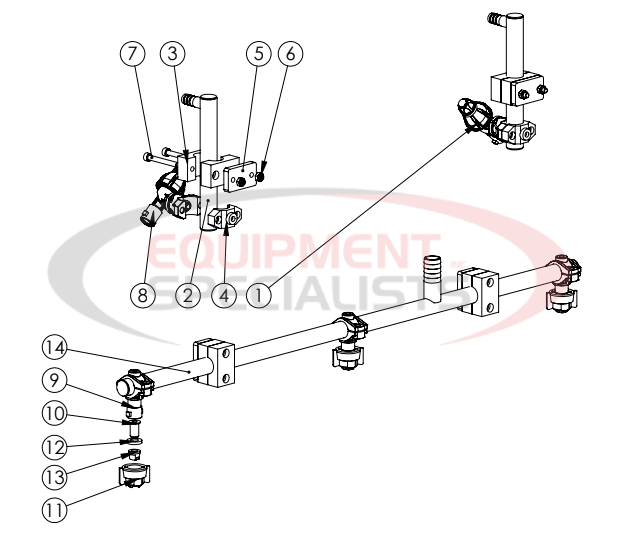 Hilltip SprayStriker Spraybar Assembly 0.8m Parts Diagram Breakdown Diagram