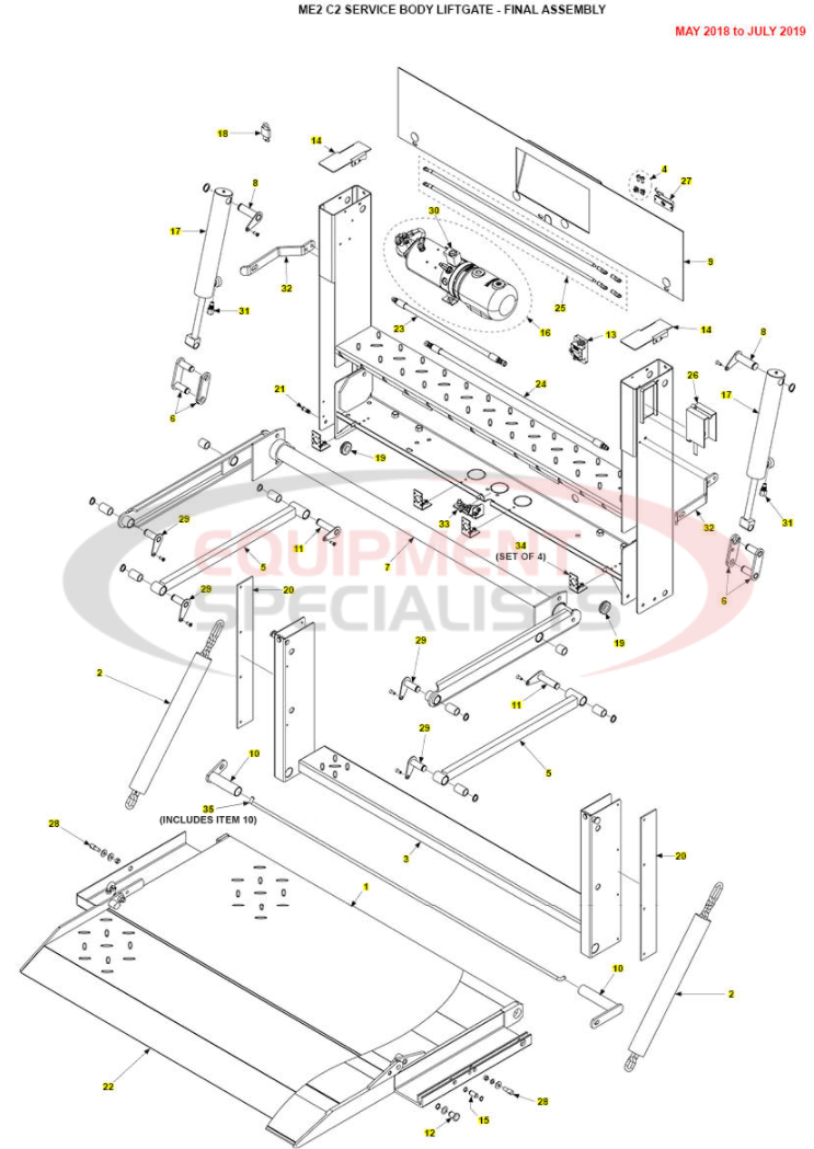 ME2 C2 Service Body Liftgate May 2018 to July 2019 Breakdown Diagram