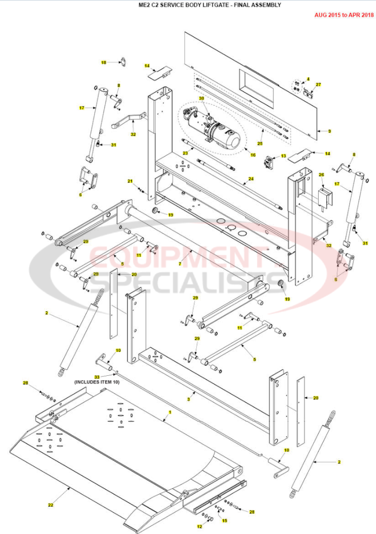 ME2 C2 Service Body Liftgate 2015-2018 Parts Diagram Breakdown Diagram