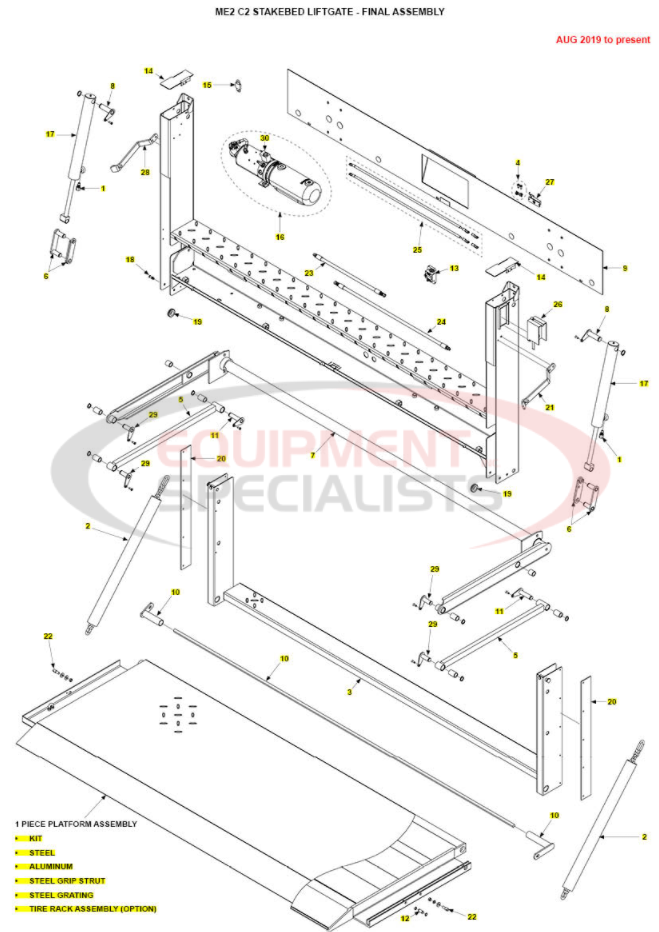 ME2 C2 Stakebed Liftgate Aug 2019-Present Parts Diagram Breakdown Diagram