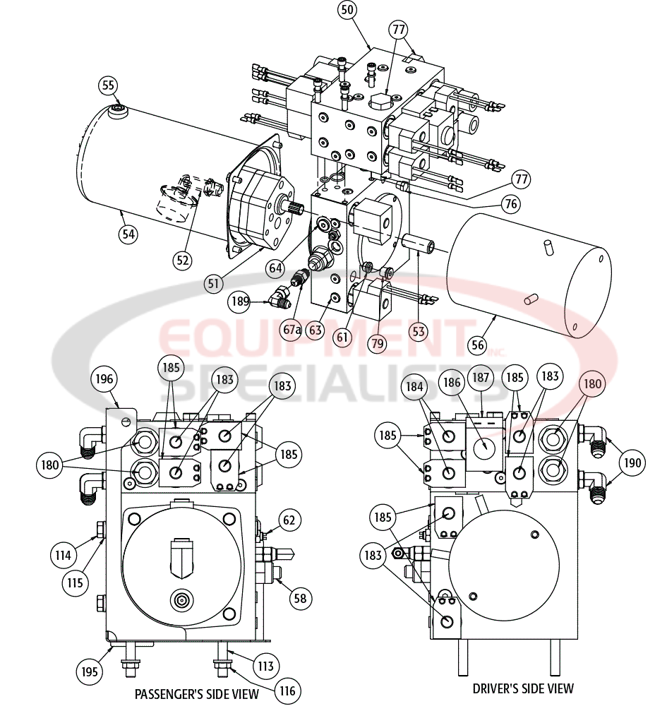 Buyers SnowDogg VUT Snow Plow Power Unit Diagram Breakdown Diagram