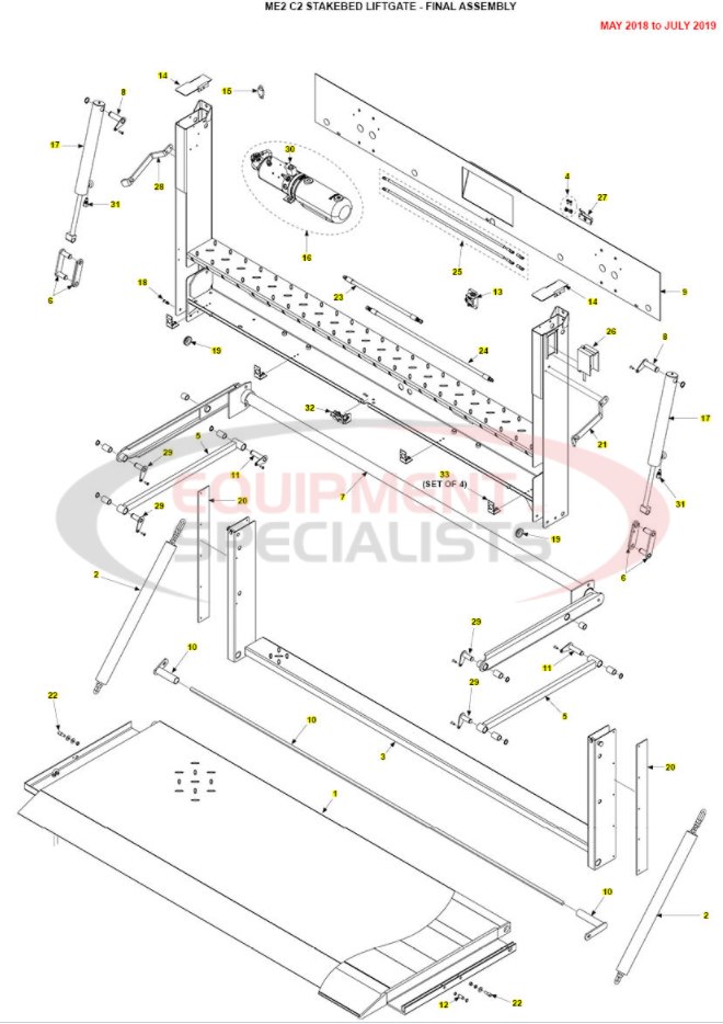 Maxon ME2 C2 Stakebed Liftgate May 2018-July 2019 Parts Diagram Breakdown Diagram