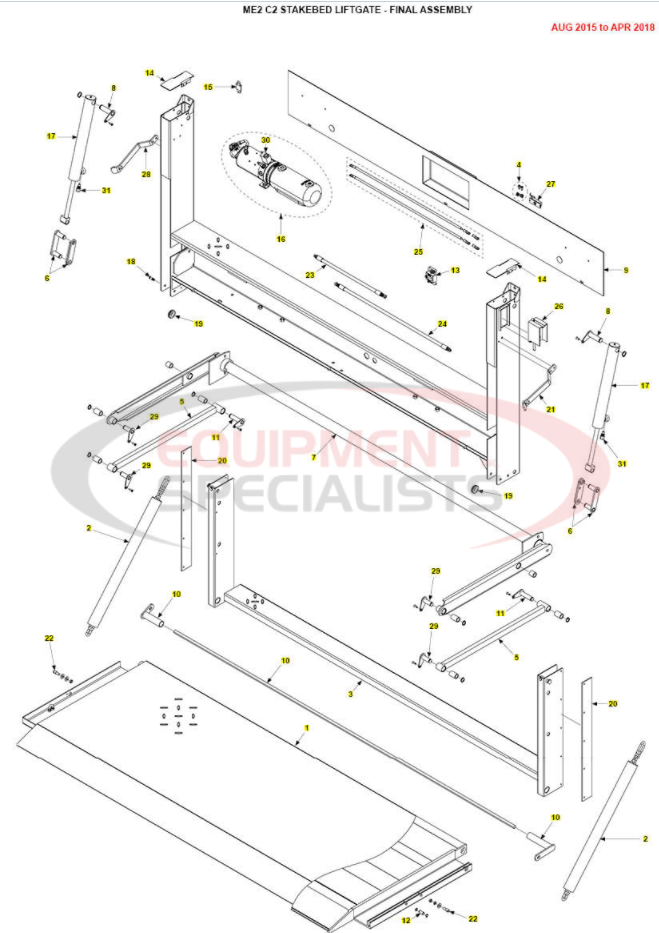 Maxon ME2 C2 Stakebed Liftgate Aug2015-Apr2018 Parts Diagram Breakdown Diagram