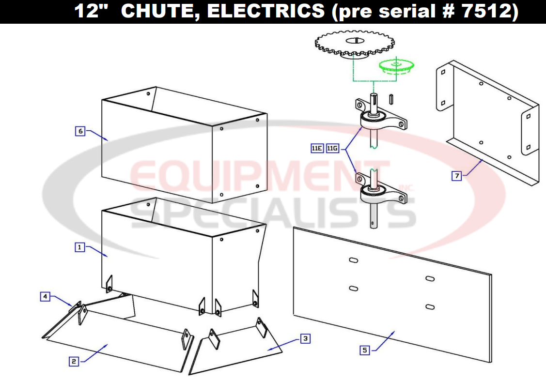 Downeaster 12'' Chute, Electric (pre serial #7512) Parts Diagram Breakdown Diagram