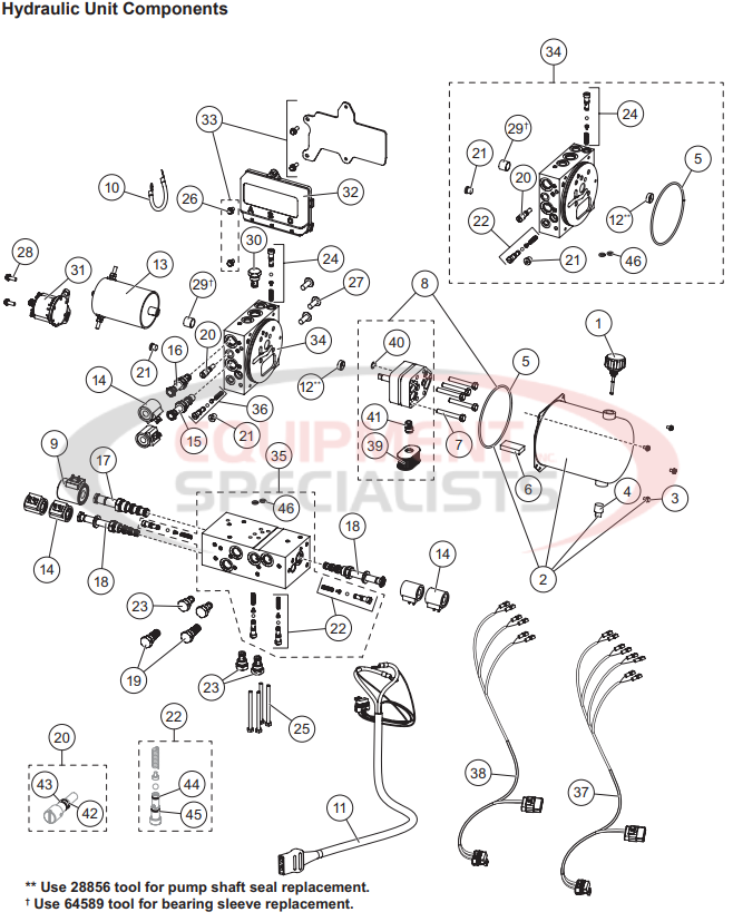 Western Impact UTV V-Plow Hydraulic Components Breakdown Diagram