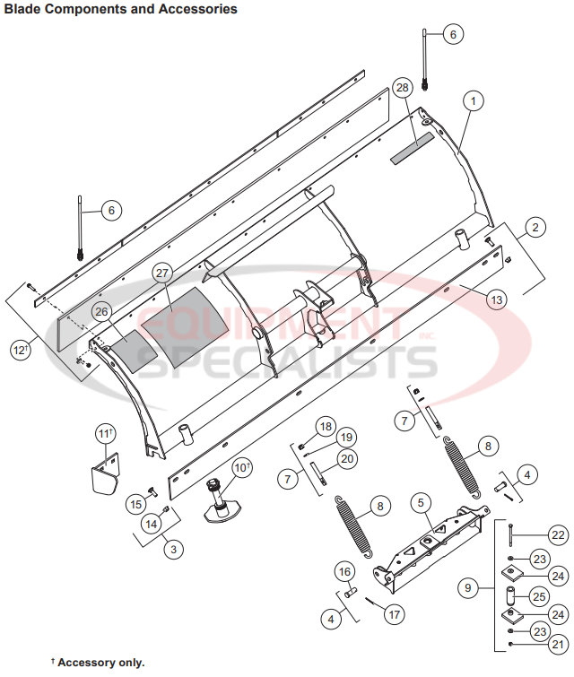 Western Impact UTV Straight Blade Breakdown Diagram