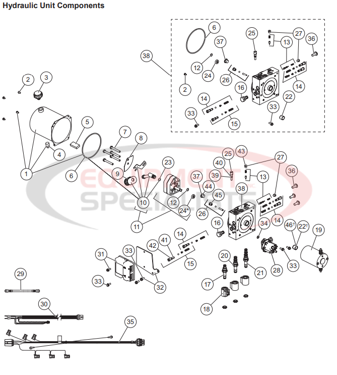 Western Impact Straight Blade Hydraulic Components Breakdown Diagram