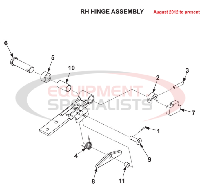Maxon RCM RH Hinge Assembly Parts Diagram Breakdown Diagram