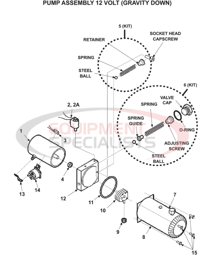 Maxon RCM Pump Assembly 12 Volt Gravity Down Parts Diagram Breakdown Diagram